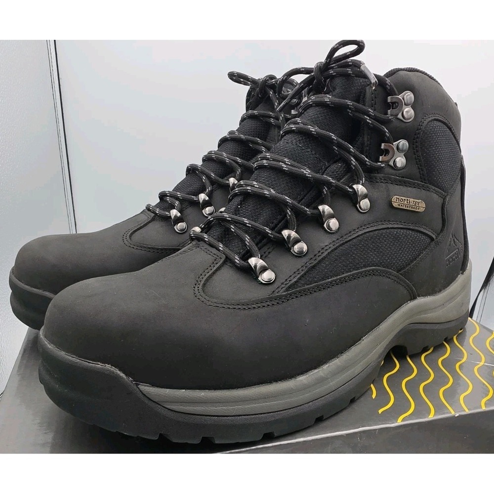 Nortiv8 Norti Tex Mens Waterproof Hiking Work Boots Black Leather Size 13 NEW